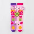 thumbnail image 3 of Viluyesy Kids Girls Knee High Socks with Cartoon Prints Soft Cotton Stretchy Ribbed Cuff Socks Pink Size 3-12Years, 3 of 4