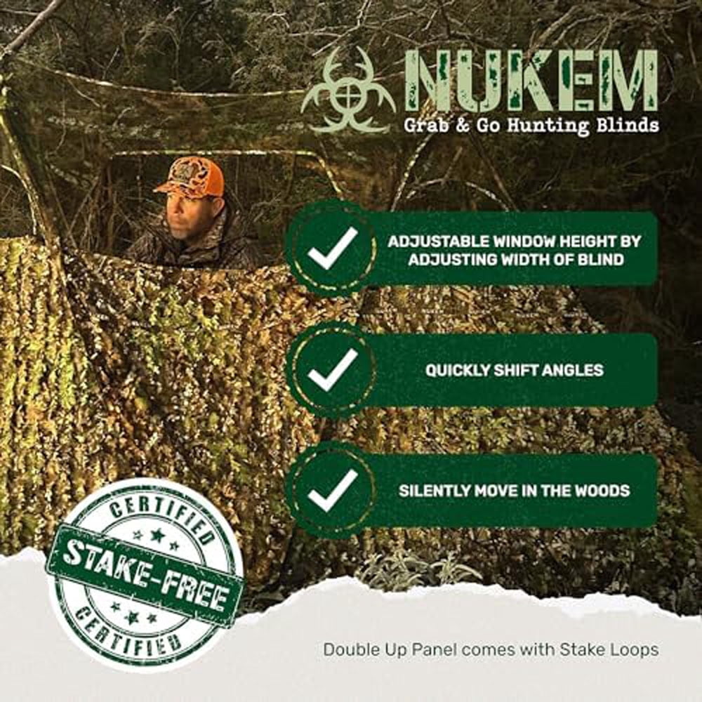 Nukem Grab & Go Hunting Ground Blind Double Up System - Mossy Oak Obsession 3D Leafy - Lightweight & Portable - Provides Maximum Concealment (Regular)