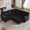 Charcoal Grey, variant on L-Shaped Pull Out Sofa Bed with Storage, 5 Seat Sleeper Sectional Couch with USB Ports and Cup Holders, Convertible Sofa Bed for Living Room Apartment, Light Brown