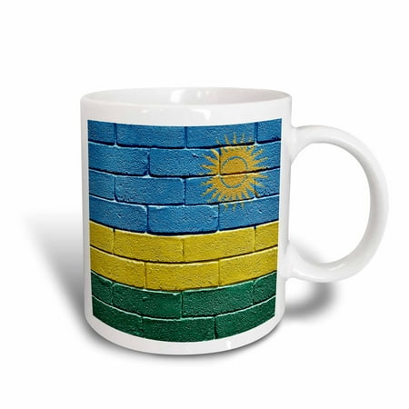 

3dRose National flag of Rwanda painted onto a brick wall Rwandan - Ceramic Mug 15-ounce
