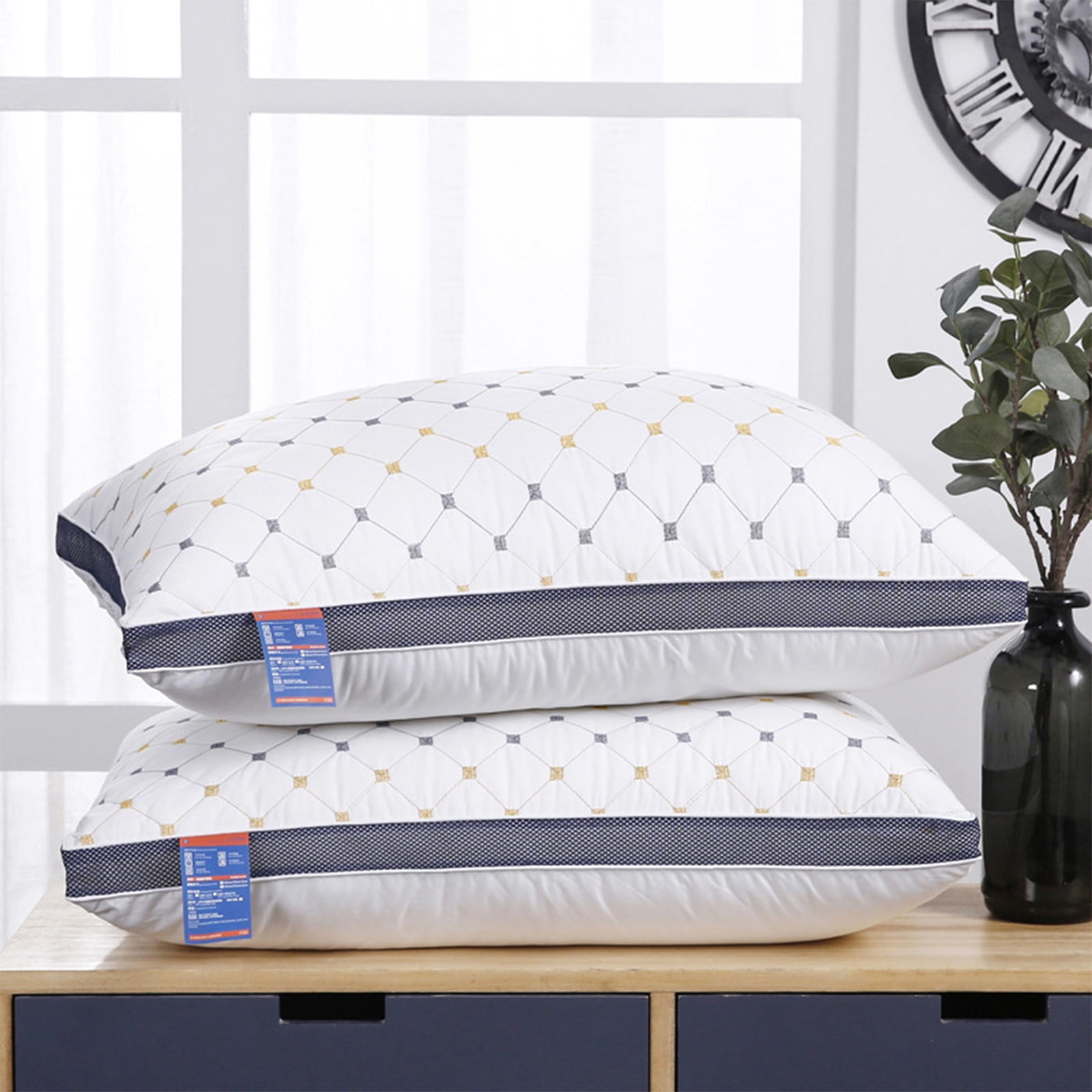 Bed Pillows Standard/Queen Size Set of 1 - Original Down Alternative Pillow for Sleeping - Bedding for Back, Stomach or Side Sleepers