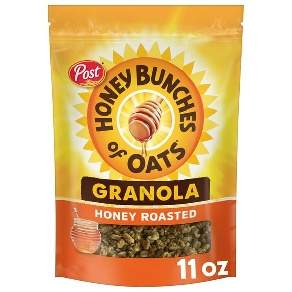 Post Honey Bunches of Oats Honey Roasted Ready-to-Eat Granola Cereal, Crunchy 11oz (Pack 2)
