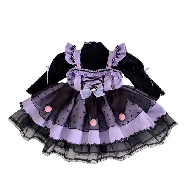 Vestido Kawaii Sanrio Kuromi para niños, ropa de fiesta Lolita para niñas, pajarita estampada, vestidos de princesa, regalo de cumpleaños de Halloween