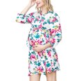 thumbnail image 1 of Wangsaura Maternity Robe, Flower Print V-neck Nightgown with Belt, Pocket, 1 of 10