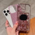 thumbnail image 3 of Compatible for iPhone 13 Pro 6.1 Inch Bling Plating Astronaut Hidden Stand Case, Cute Clear Glitter Card Slot Case for Women Girls Shockproof Back Cover for iPhone 13 Pro Pink, 3 of 15