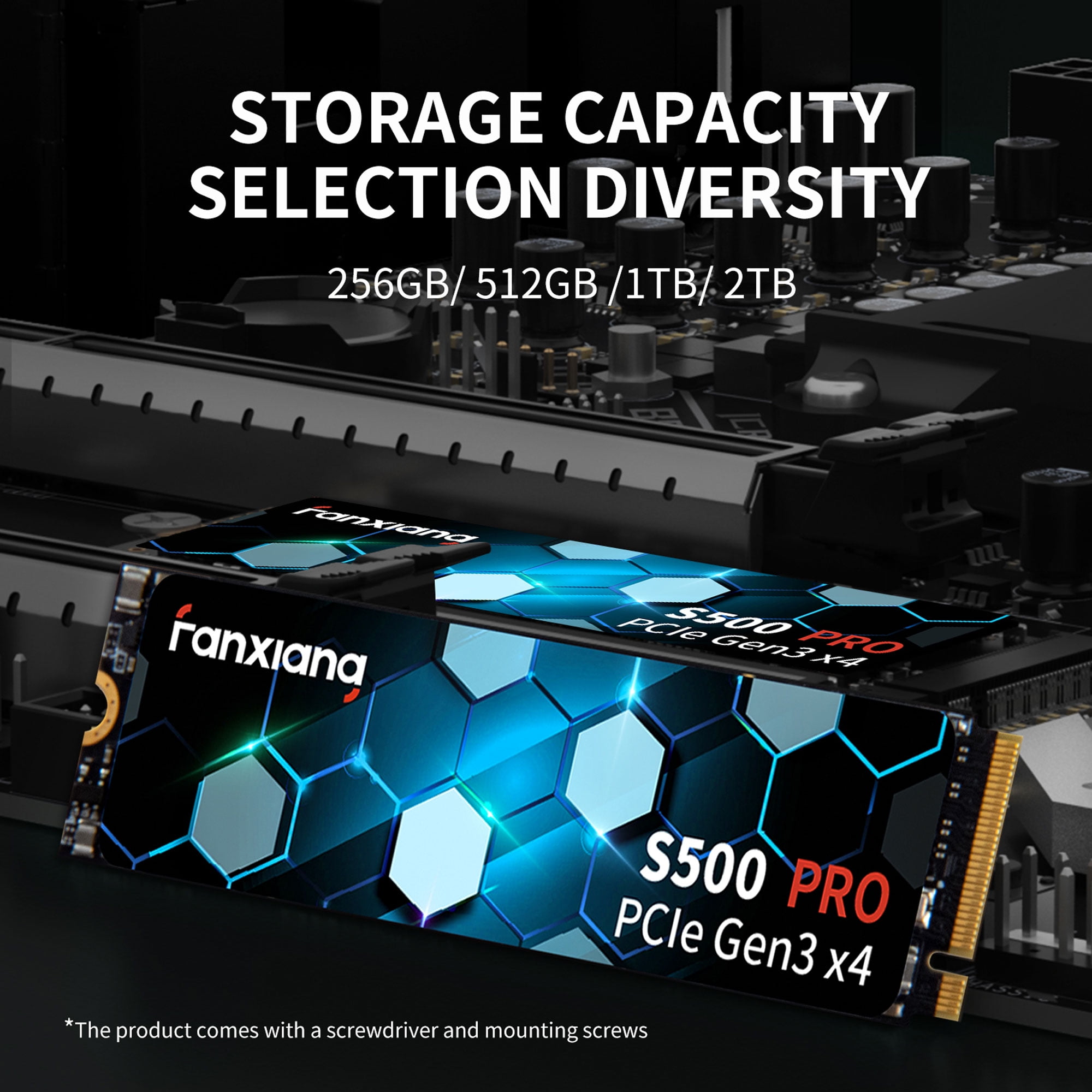 fanxiang S500 Pro 256GB Internal SSD PCIe Gen3x4 m.2 2280 Internal Hard Drive up to 3500MB/s, SLC Cache 3D NAND TLC, Data Storage