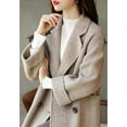 thumbnail image 2 of Elegant Long Sleeve Pea Coat With Pockets Loose Women Woolen Coat Jacket Winter Thick Lapel Mid-Long Overcoat, 2 of 5