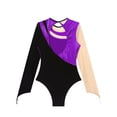 thumbnail image 6 of TSSOE Women Gymnastics Leotard Long Sleeve Rhinestone Dance Bodysuit Tops Sparkle Ballet Dancewear Purple M, 6 of 7