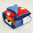 thumbnail image 2 of NC Sherpa Blanket Multi-color Football Polyester Reversible Bed Blankets Twin (Count 2), 2 of 6
