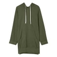 thumbnail image 4 of Holzkary Women's Casual Pullover Sweatshirt Long Sleeve Split Hem Hoodie Dress with Pocket Casual Warm Sweatshirt Long Sleeve O Neck Soft Solid Shirt Ladies Winter Sweatshirts Tops Army Green L, 4 of 7