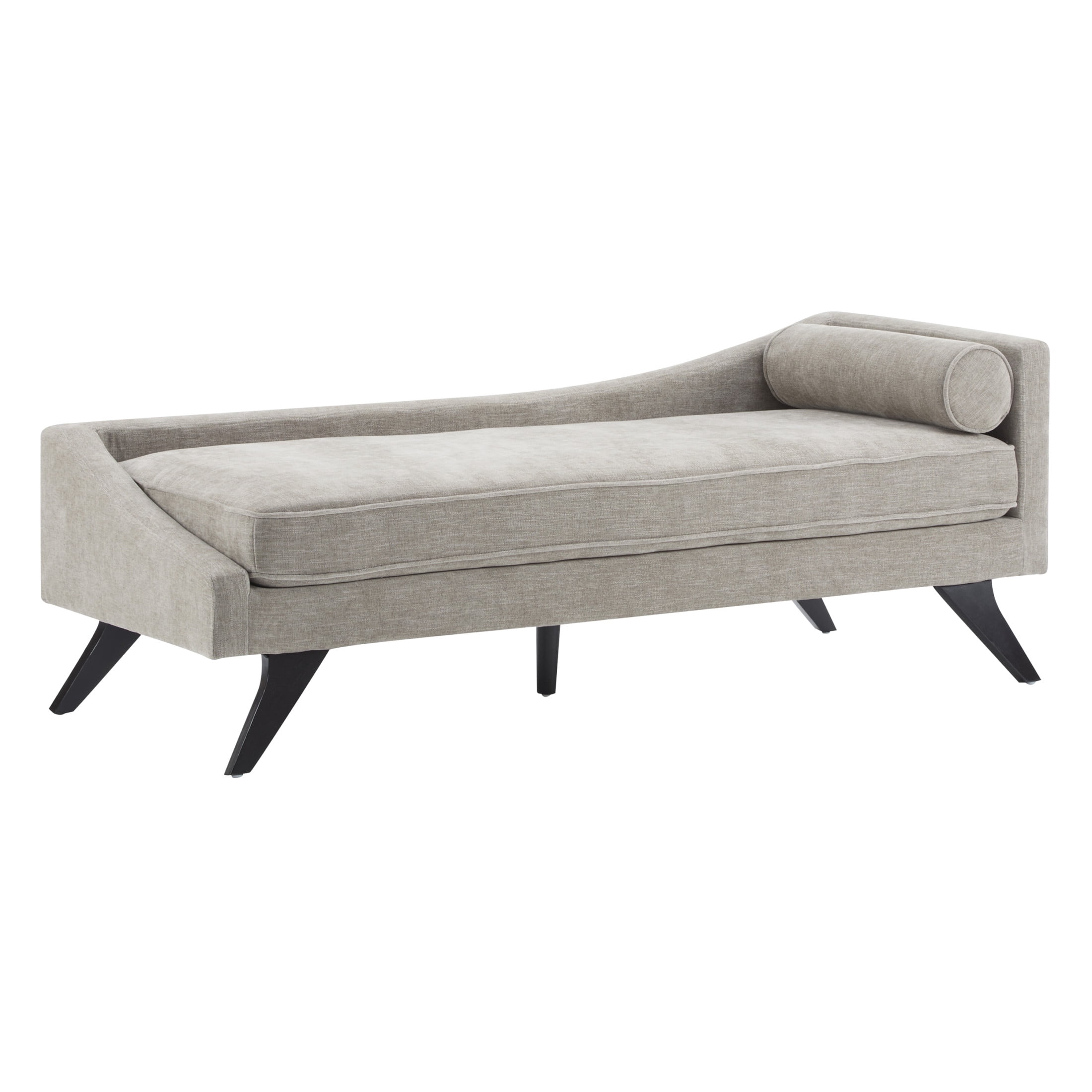 Christopher Knight Home Upholstered Chaise Lounge with Rolled Pillow, Sloped Backrest Accent Sofa Chair, Khaki