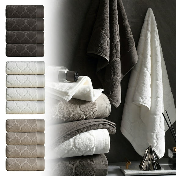 kladzum 4PCS Bath Towels Set for Bathroom Cotton Thick Soft Absorbent Hand Towels Set Of 4 Household Wash Face Gift Towel Washcloths