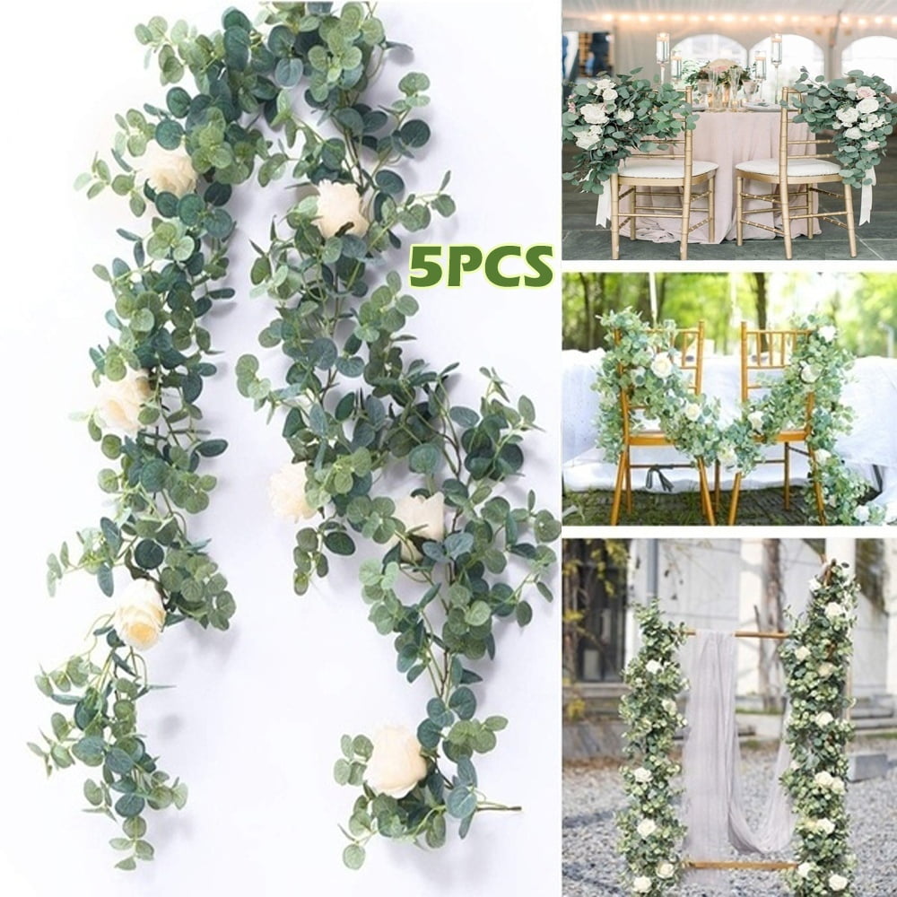 Eucalyptus Garland Artificial Flowers Vines Faux Silk Eucalyptus Garland Greenery Party Hotel