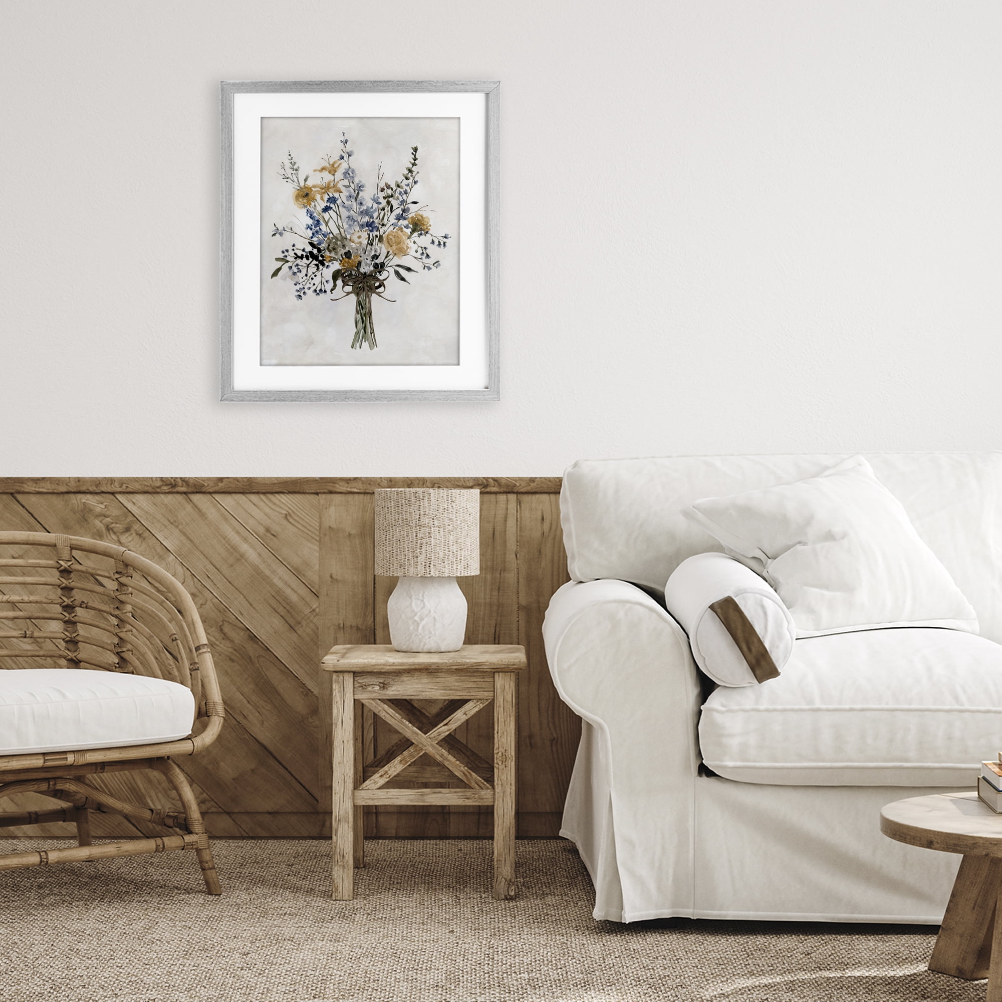 Stupell Industries Delicate Botanicals Bushel Gray Framed Print Under Glass, design by Carol Robinson