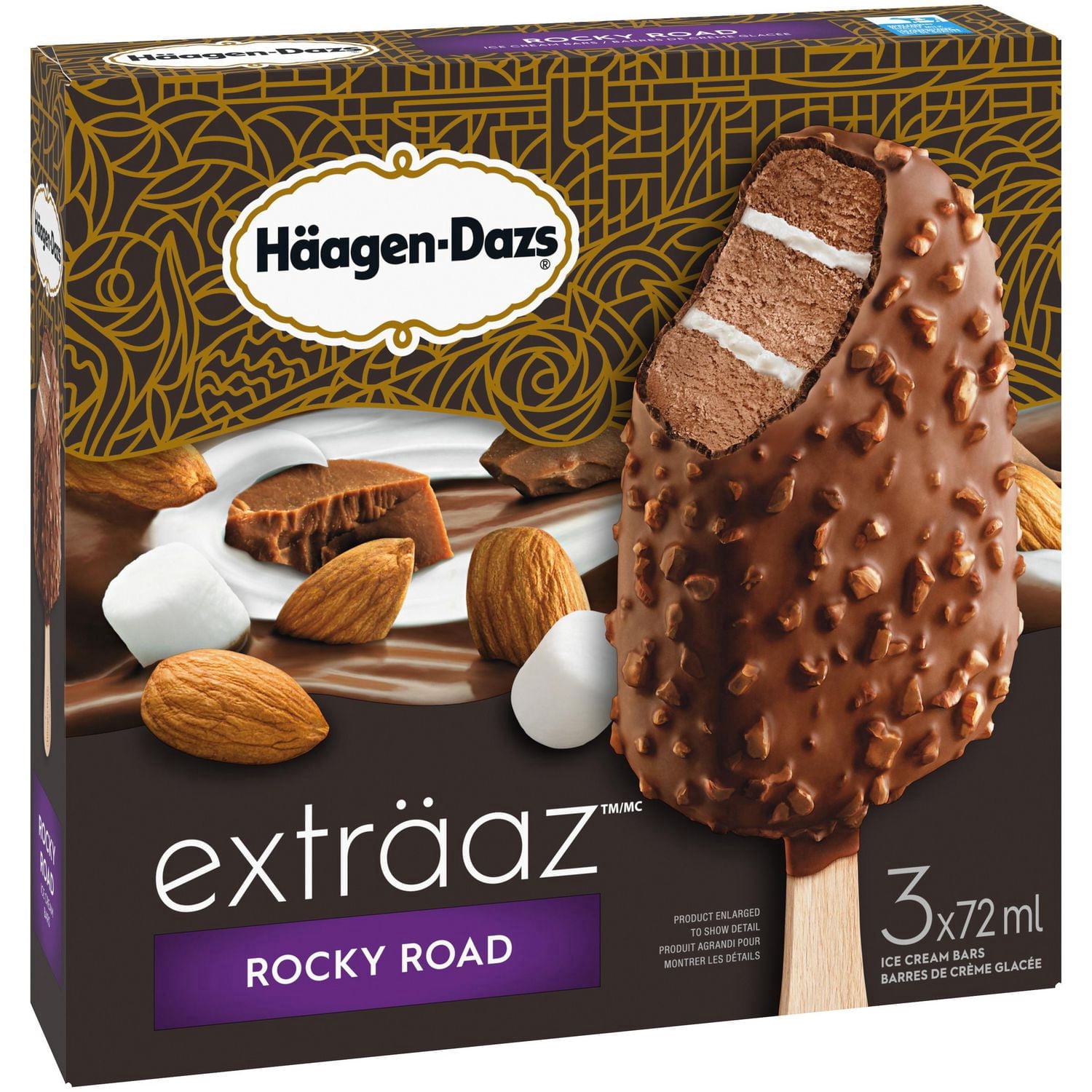 Barres de crème glacée HÄAGEN-DAZS® Exträaz(MC) Rocky Road 3 x 72 ml