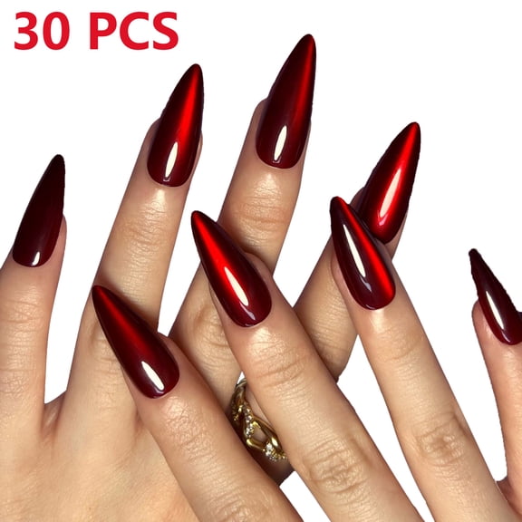 Halloween Gradient Press On Nails,30Pcs Cat Eye Fake Nail Tips,Red Glossy Full Cover Reusable False Nails,Easy DIY Manicure Accessories,Spooky Holiday Stylish Nail Decor for Women Party Daily Wear,B