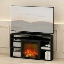 Furinno Electric Fireplace Corner TV Stand, Entertainment Center for TV up to 55 Inch