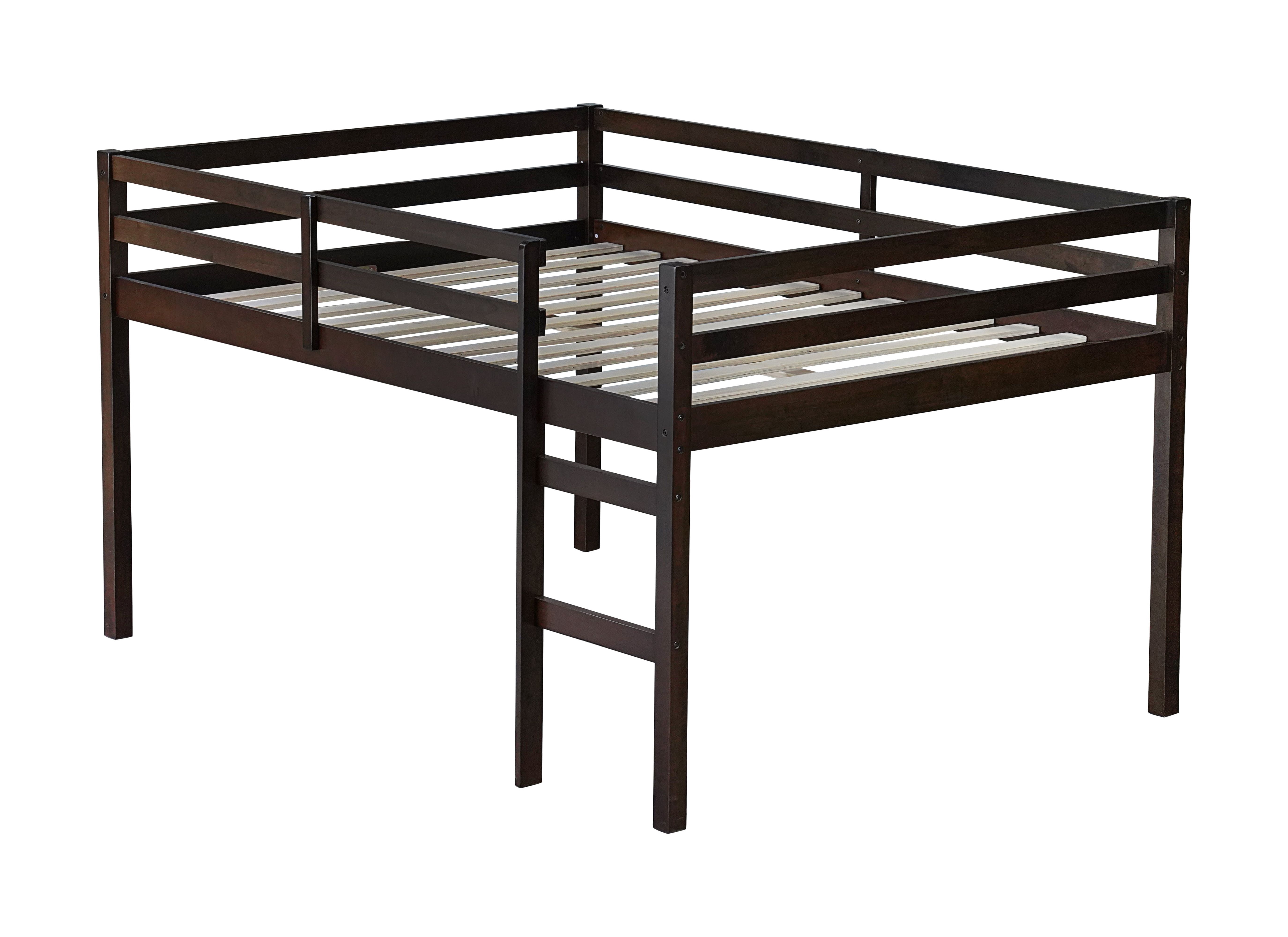Sailvan Full Rubber Wood Loft Bed with Ladder