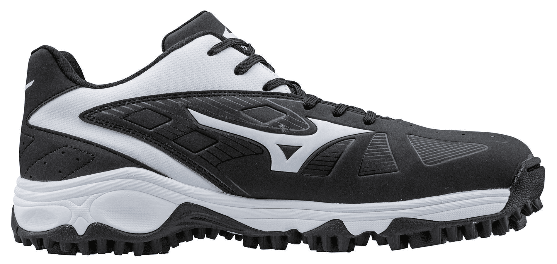 Mizuno Men's 9-Spike Advanced Erupt 3 Low Baseball Turf Shoe, Size 7, Black-White (9000)