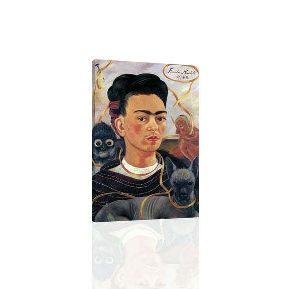 Frida Kahlo - SelF Portrait With Small Monkey II - CANVAS OR PRINT WALL ART