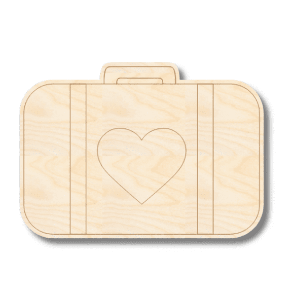 Unfinished Wood Etched Honeymoon Luggage Shape 14" / 1/8"