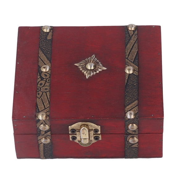 Riousery Wooden Treasure Chest Vintage Cedarwood Jewelry Box Retro Keepsake Storage Organizer for Trinkets, Important Files, and Small Accessories, 6.69 inches / 17.00 cm, Brown