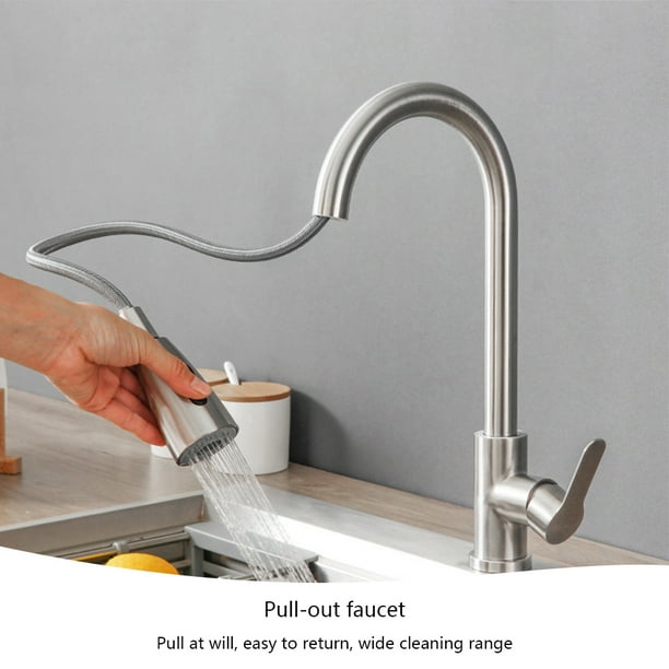 Grifos de cocina Fregadero Grifo extraíble para cocina (correa de tracción plateada 90 cm) Likrtyny Libre de BPA