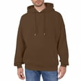 thumbnail image 2 of Trgacdwlo Mens Hoodies Pullover Solid Color Long Sleeve Pullover Men Drawstring Fall Winter Hooded Sweatshirt Men with Pocket Brown M, 2 of 4