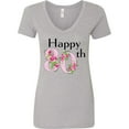 thumbnail image 3 of Inktastic Happy 80th Birthday with Roses Women's V-Neck T-Shirt, 3 of 5