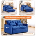 thumbnail image 4 of Hommoo Modern 3 in 1 Convertible Sleeper Sofa Bed, Pull Out Loveseat Couch Futon Sofa Bed with 3-Level Adjustable Back, Blue, 4 of 7