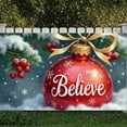 thumbnail image 6 of Red Theme Christmas Banner Snowflake Pattern Holiday Banner Gold Bow Pine Branch Xmas Banner for Christmas Party Home Decoration Holiday Gathering, 6 of 9