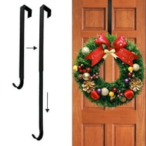 TETOU Retractable Door Wreath Hook Metal Black Over the Door Hook No Punch Door Wreath Hanger Christmas Ornament