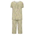 thumbnail image 5 of Tnhcen Women's Summer Floral Print Henley Sleepwear Set - Button-Up Short Sleeve Top Capri Pants with Side Pockets Stretchy Pajamas Set Loungewear (S-3XL), 5 of 5