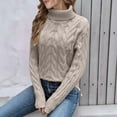 thumbnail image 5 of Sweaters for Women Fall Outfits for Women High Neck Knit Pullover Sweater Soft Warm Winter Turtleneck Top Casual Loose Fit Comfortable Long Sleeve Sweater, 5 of 8