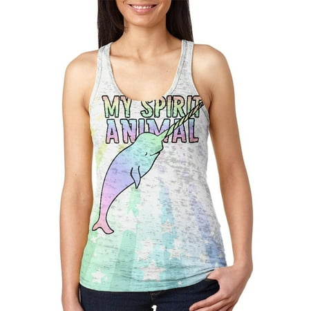 - My Spirit Animal Narwhal Unicorn Of The Sea Pastel Juniors Burnout Racerback Tank Top
