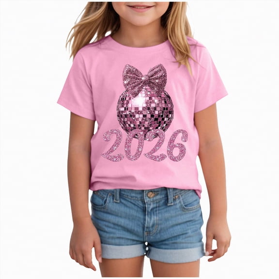 Taybagh Shirts for Teen Girls Family Short Sleeve Tee Bow Printed Cute Girls Clothes Size 10 12 Shirt for Holiday