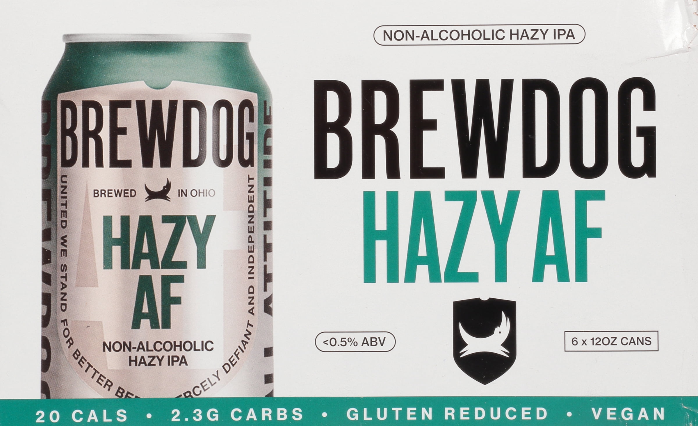 Brewdog HAZY AF (Pack of 6) Non Alcoholic Brew 12oz Cans New England Style IPA 20 Cal Per Gluten Redued (Includes 6 Individual Hazy AF 12oz Cans)