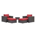 thumbnail image 3 of Modway Convene 5 Piece Set Outdoor Patio with Fire Pit in Espresso Red, 3 of 10