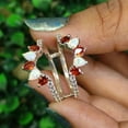 thumbnail image 5 of Pear Cut Garnet and Fire Opal Ring Guard- January/October Birthstone- Couple Birthsotne Ring, 5 of 7