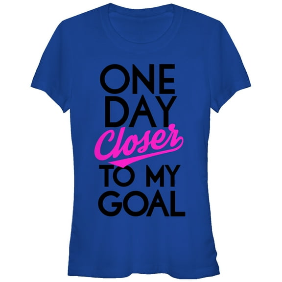 Junior's CHIN UP One Day Closer to My Goal  Graphic Tee Royal Blue X Large