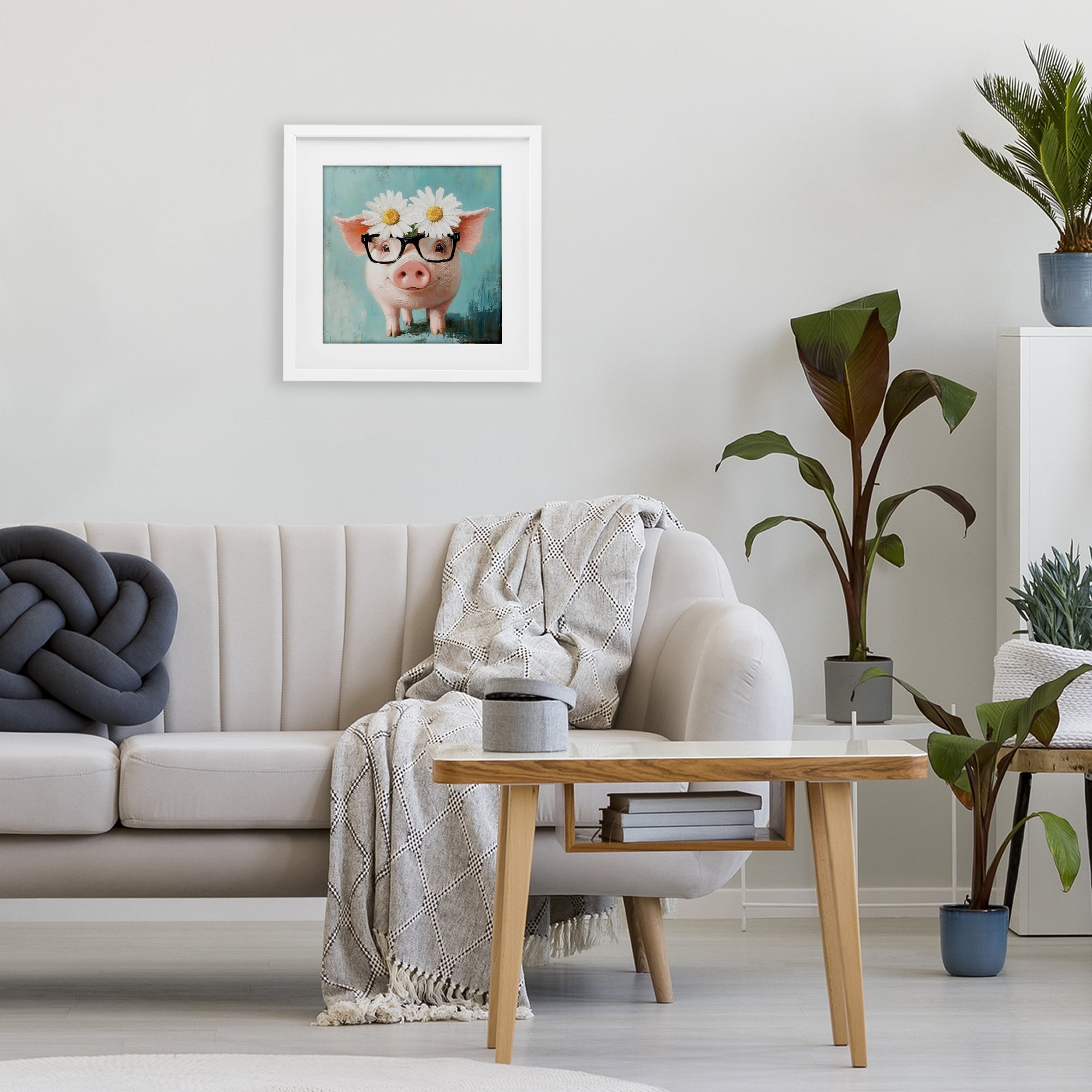 Stupell Industries Nerdy Natalie Piglet White Framed Print Under Glass, design by Tina LeCour