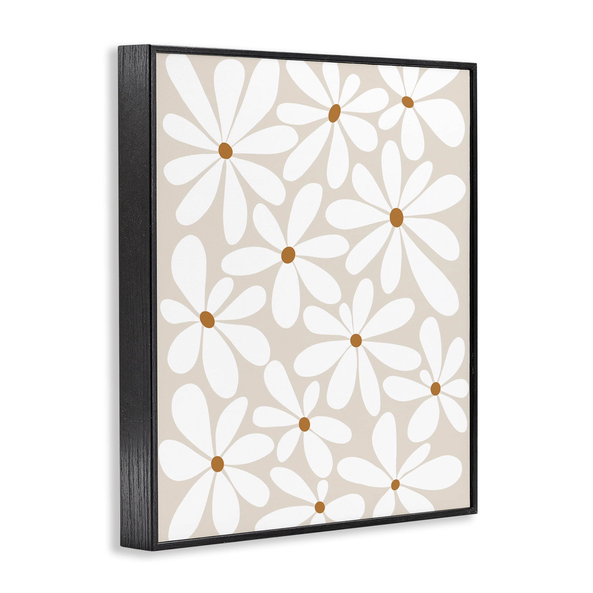 Stupell Industries Beige & White Daisies Black Framed Giclee Art, design by Susan Ball