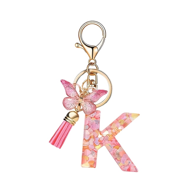 RXIRUCGD Fashion 26-letter Key Chain Pendant Butterflys Tassel Key Chain Elegant Fashion Multi-functional Use