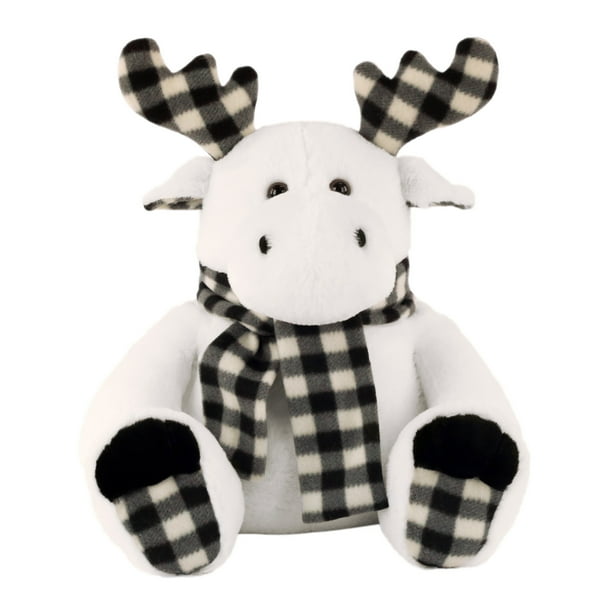 Holiday Time Plaid Plush, Reindeer, White Holiday Time Plaid Plush, Reindeer, White