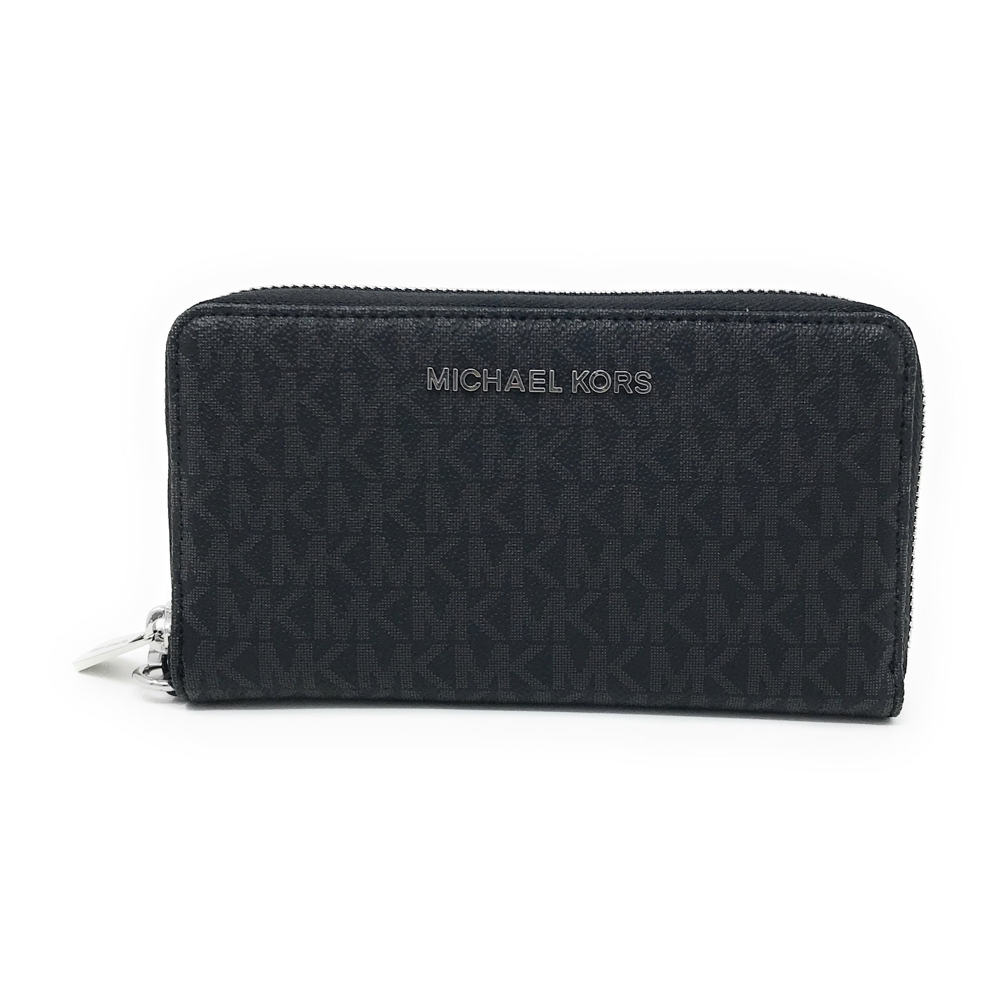 Michael Kors Jet Set Removable Wristlet Women's Continental Wallet, Black Signature
