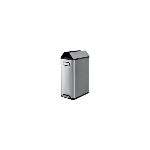Rectangular Step On Trash Can, 12 Gallon, Brushed Stainless Steel