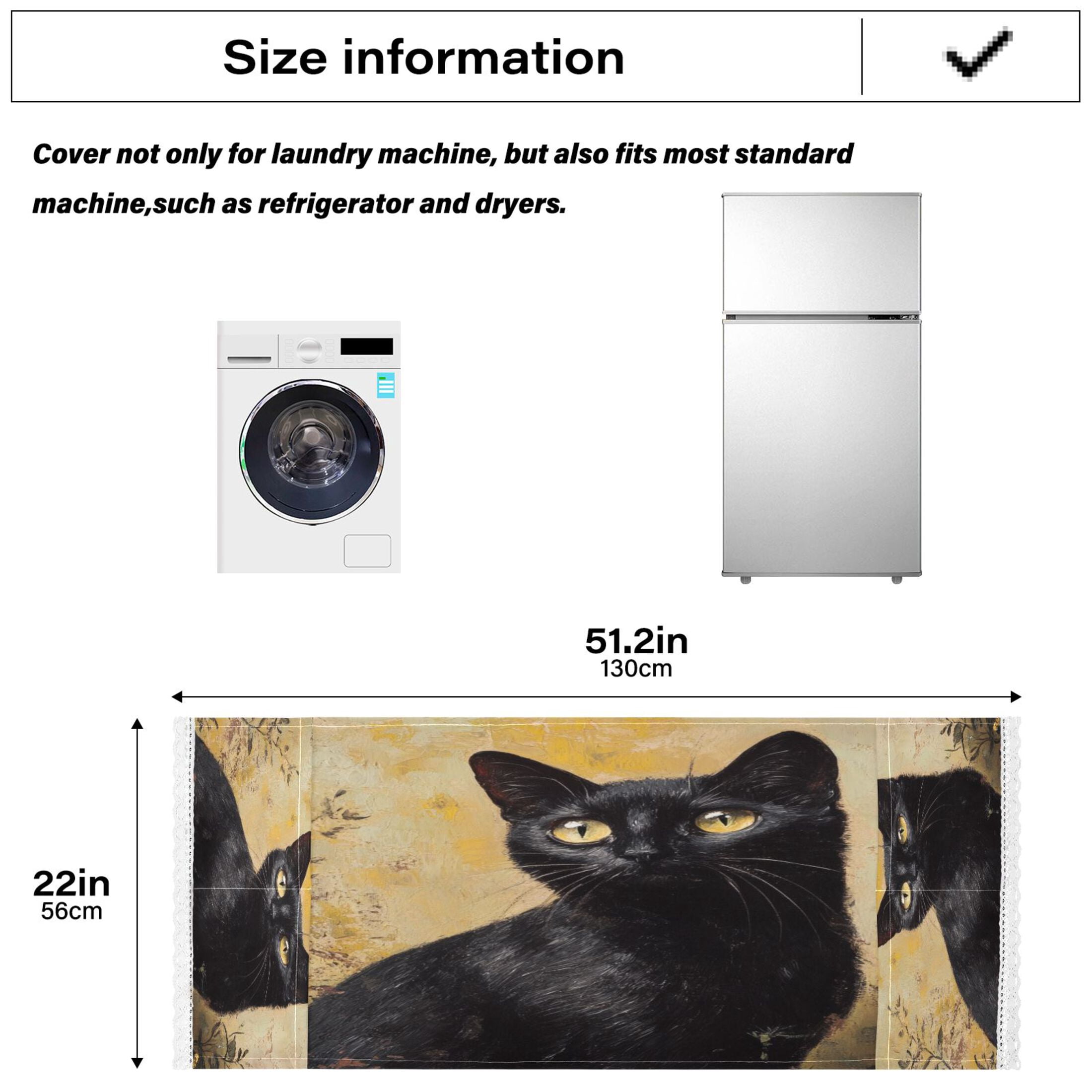 WOBOGO Black Cat with Oil Painting Style Washing Machine Cloth Dryer Refrigerator Top Cover Protective Non-Slip Mat For Kitchen Laundry