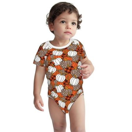 

Haiem Various Pumpkins Printed Unisex-Baby Short Sleeve Onesies Bodysuits Unisex Babies Snap-Up Rompers-3 Months