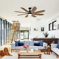 thumbnail image 3 of Parrot Uncle 60 Inch Farmhouse LED Windmill Ceiling Fan with Lights and Remote, Reversible DC Motor, 6 Speeds, Brown, 3 of 8