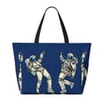 thumbnail image 2 of KdxioDisco party Astronaut Dancing for Beach Bag for Women Large Beach Tote Bag Waterproof Sandproof Swim Bag with Zipper Pockets Beach Vacation Travel, 2 of 7
